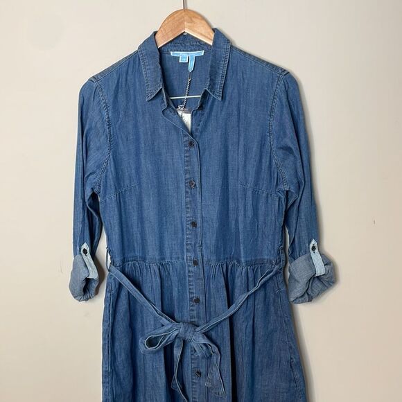 NWT Draper James Denim Long Sleeve Chambray Shirt Dress Size 12 - Picture 3 of 8
